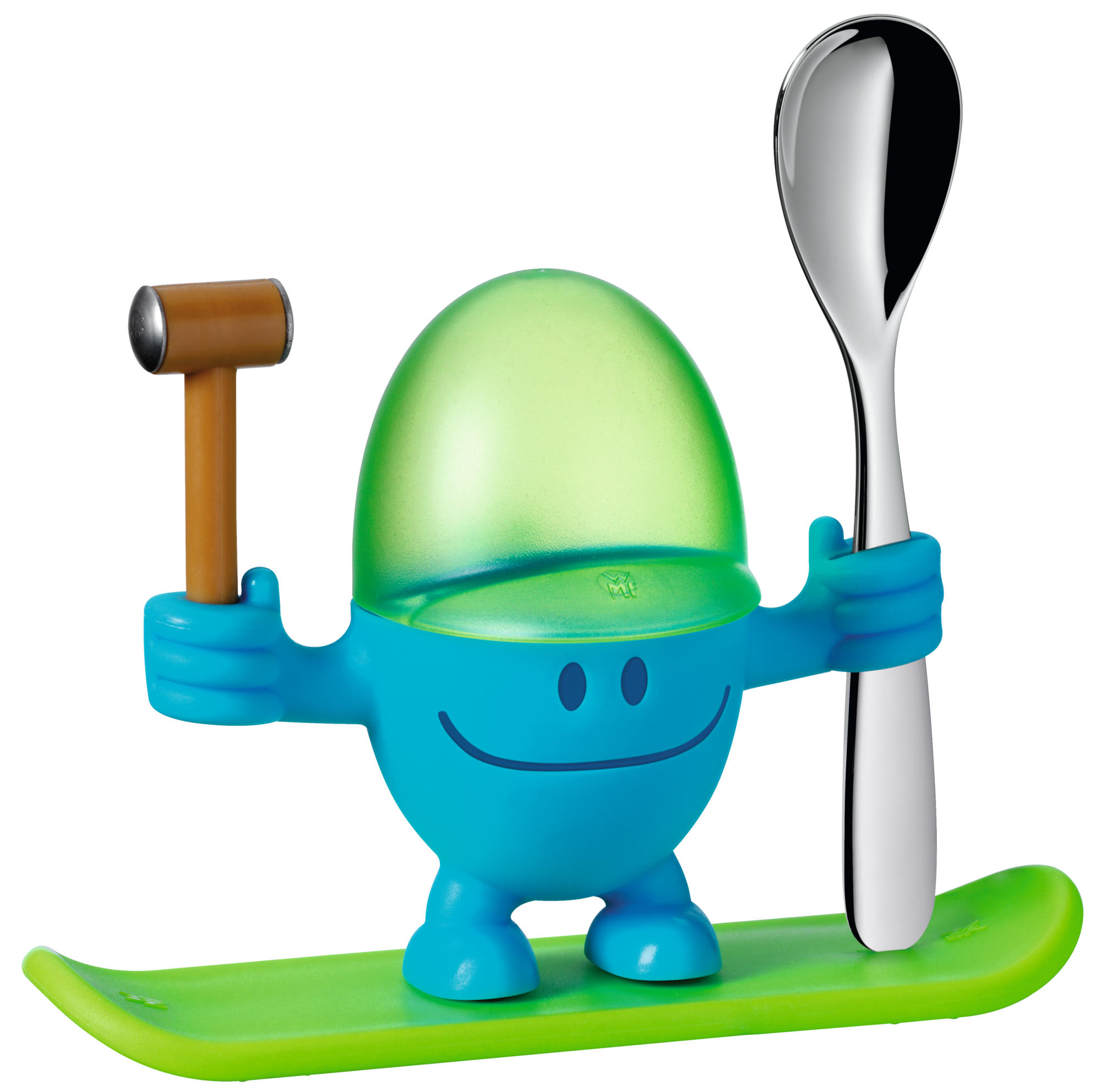 Egg cup set McEgg with spoon, blue 2-piece